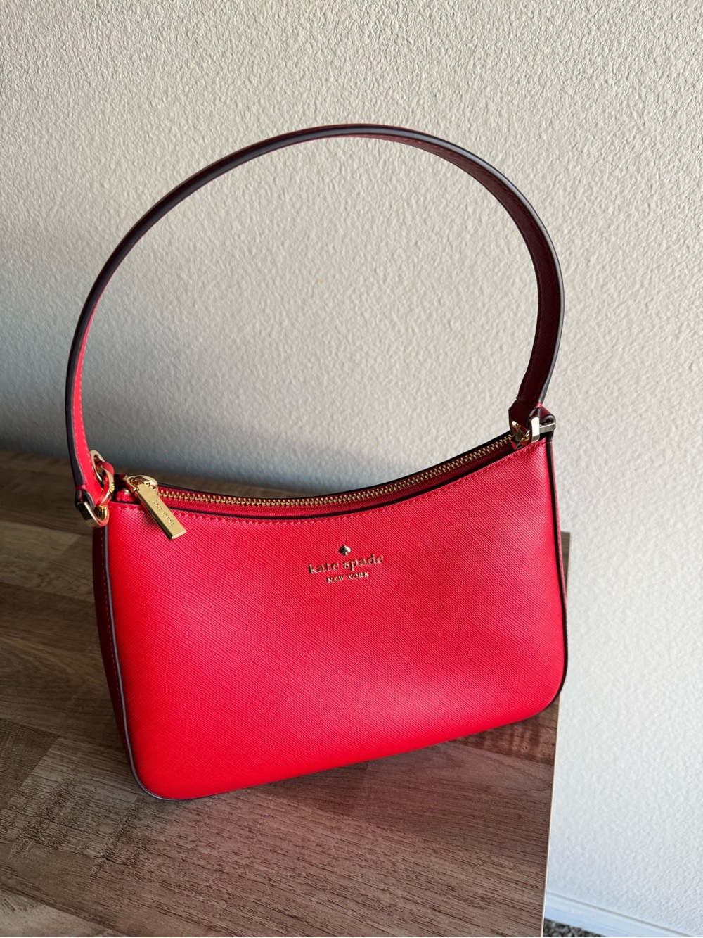 New kate spade Madison convertible Red Shoulder Bag with Gold Hardware.